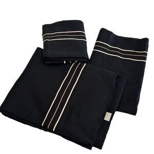 Pratesi Italy black 3pc St Shams  100% Egyptian Cotton Jacquard 3 Lines Queen